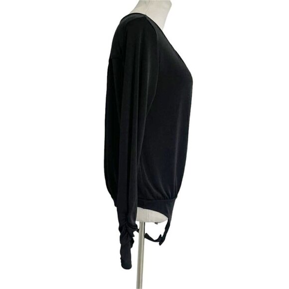 Free People Size Medium Bodysuit Black Long Sleeve Deep V - Picture 3 of 6